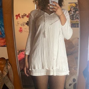 White flowing mini dress